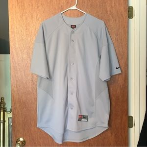 Nike Baseball Jersey Short Sleeve Button Down Gray M